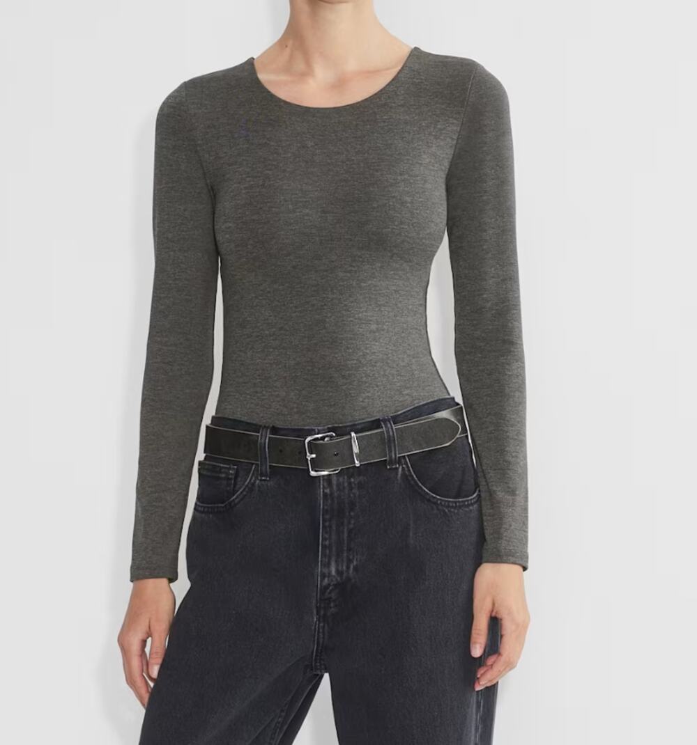 NEW CONTOUR CREW LONGSLEEVE BODYSUIT Gray Size Medium